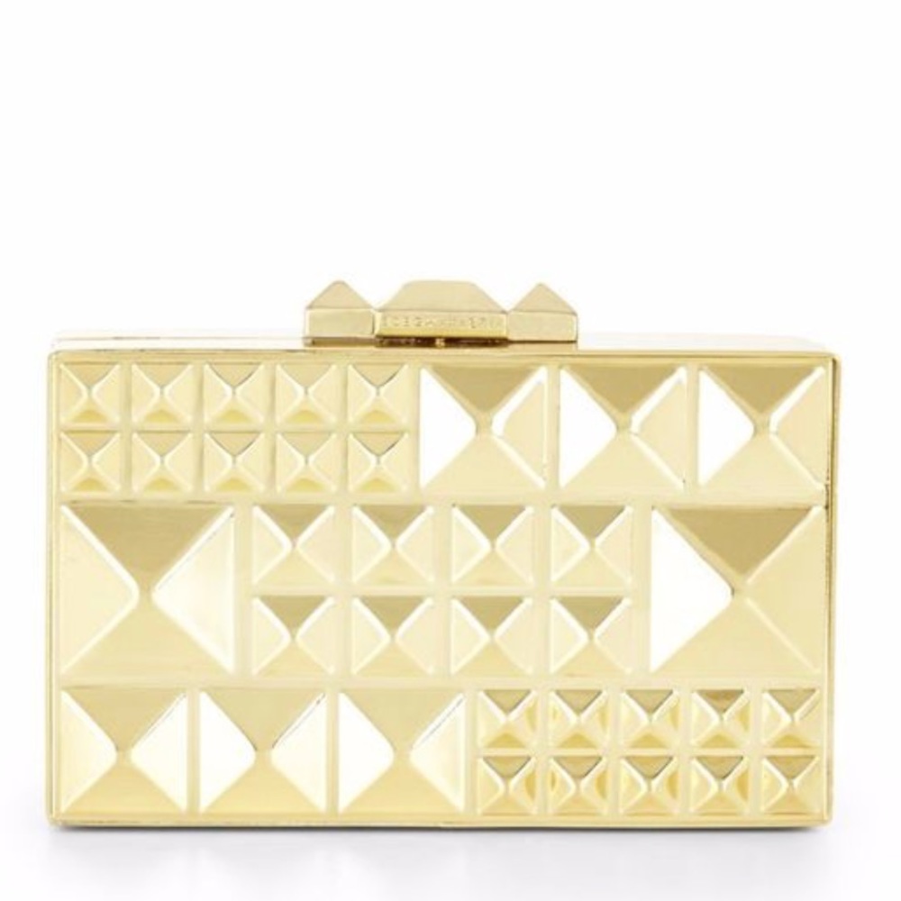 Bcbg gold geometric clutch/purse